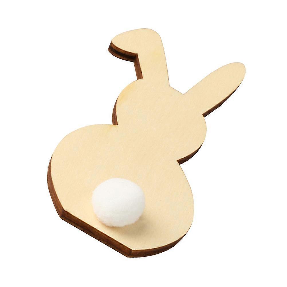 Rabbit Desktop Figurine Bunny Room Decor DIY Craft for Easter Home Party Wood and Plush Material 1Piece