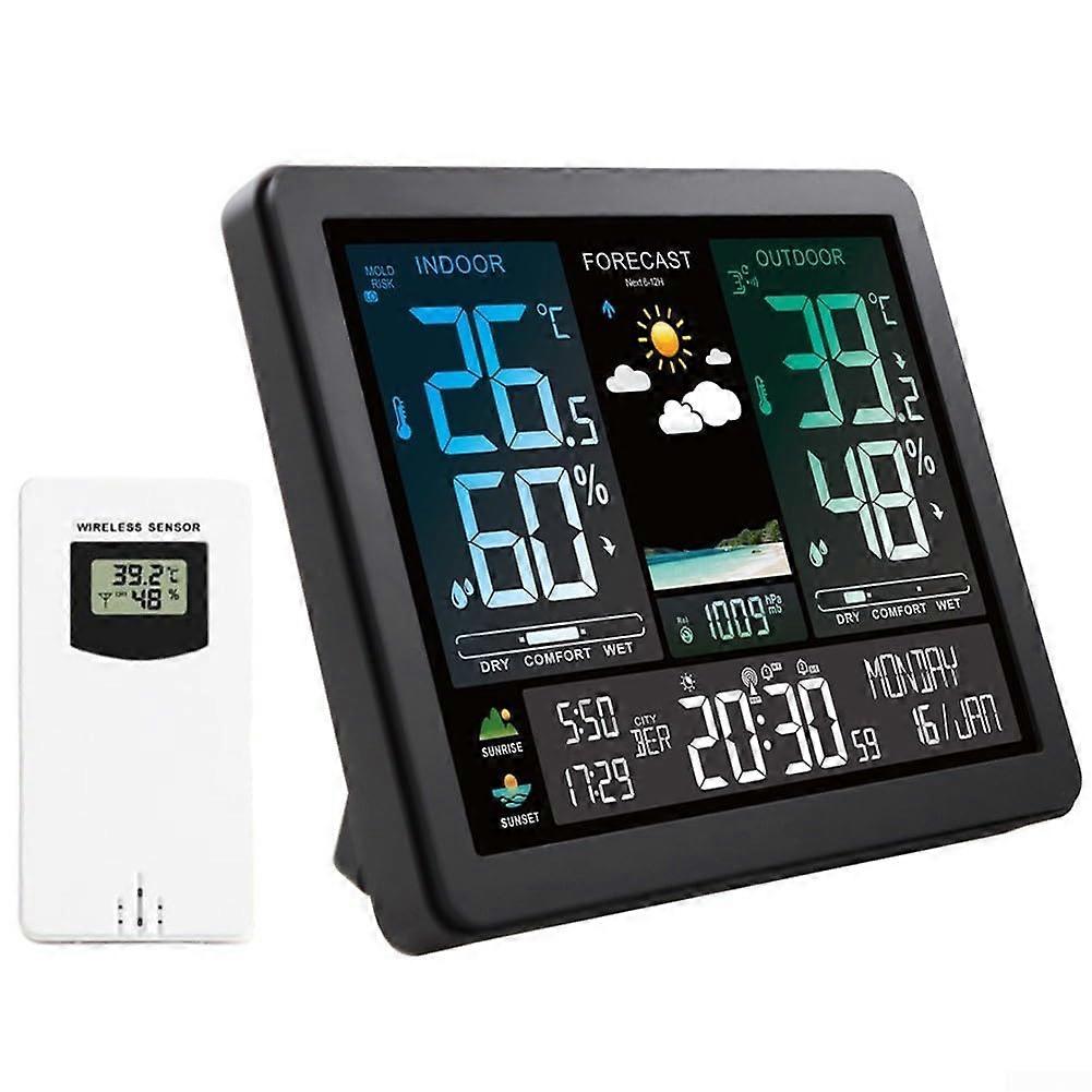 Multifunctional Weather Clock with Colour Display and Dual Alarms for Accurate Time and Temperature Monitoring