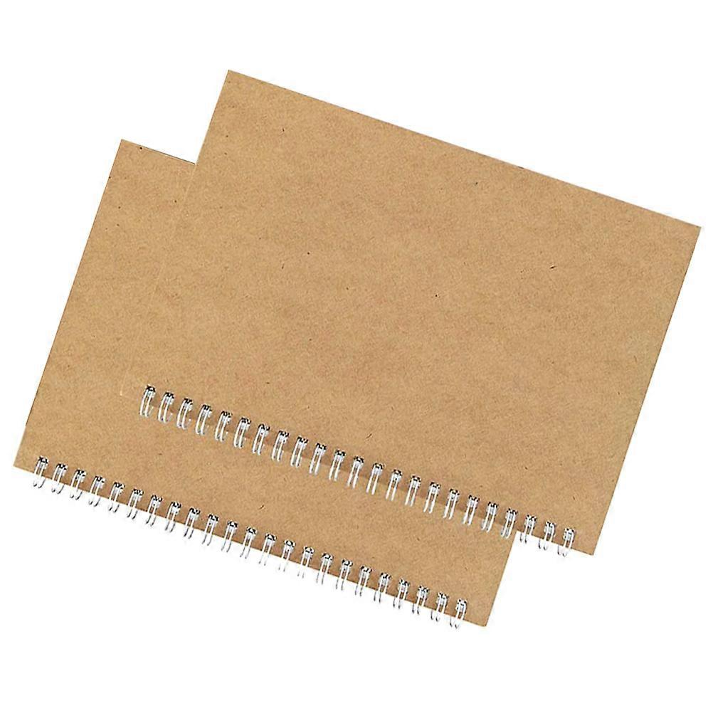 Light Brown Daily Schedule Notebooks for Writing with Vintage Design and Metal Binding Lightweight and Practical 2PCS