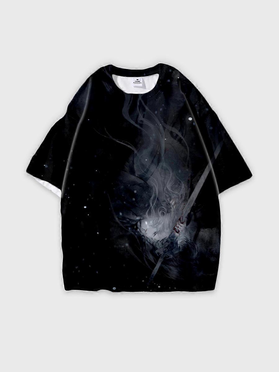 T-shirt round neck Pattern loose short sleeve B1195