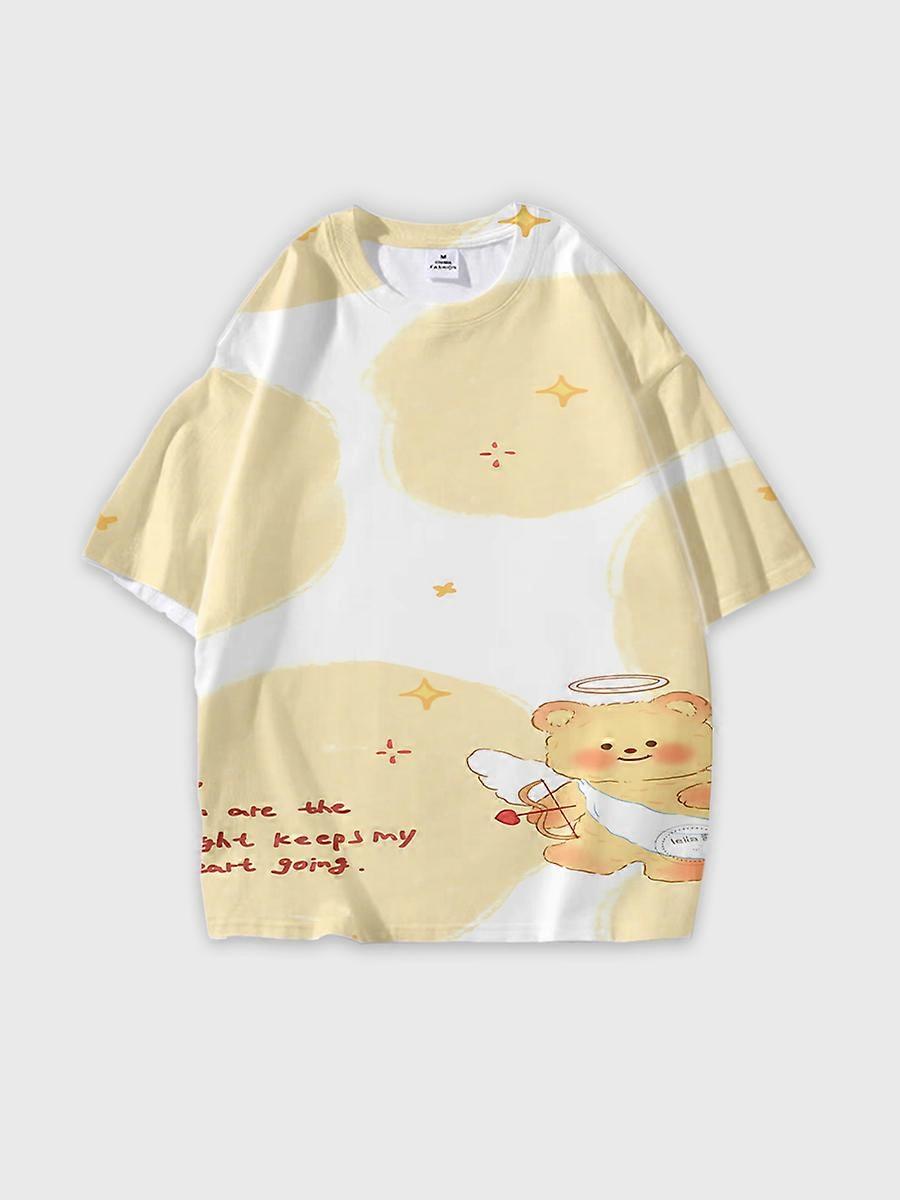 T-shirt round neck Pattern loose short sleeve O255