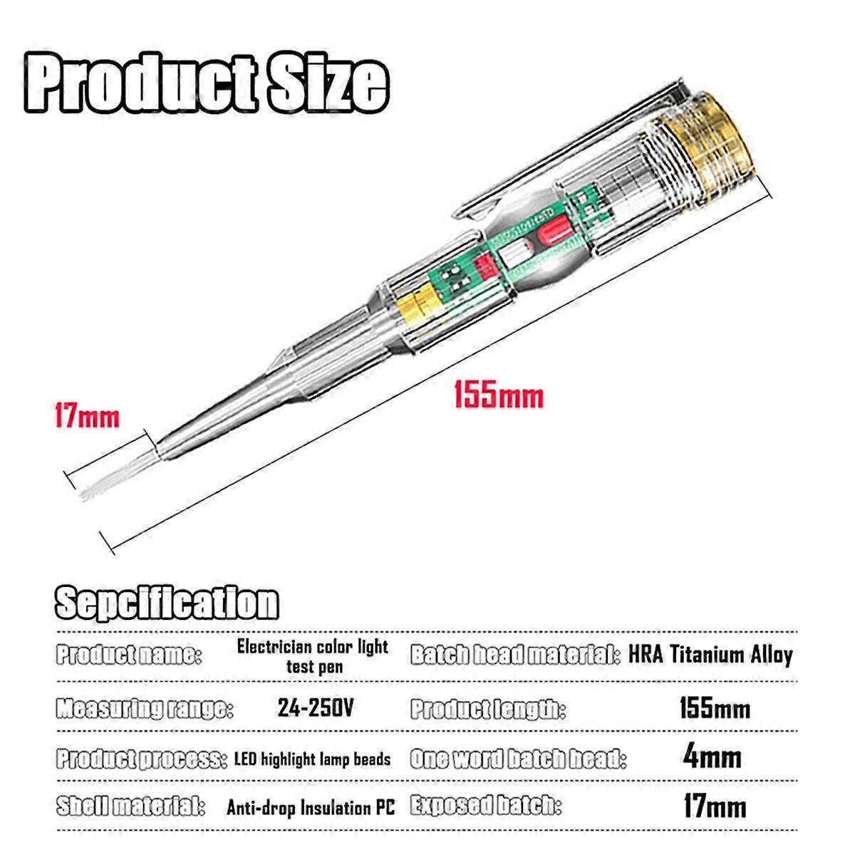 8PC Intelligent Induction Power Voltage Detector Pen 24-250V Circuit Tester Electrical Screwdriver I