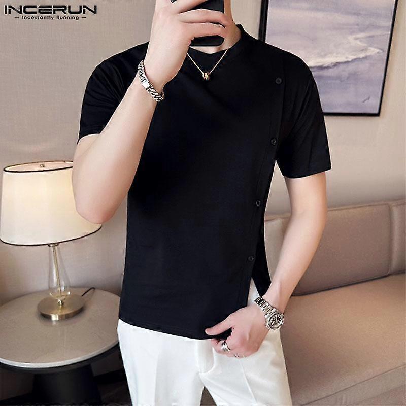 INCERUN Men Short Sleeve Button Down Summer T Shirts