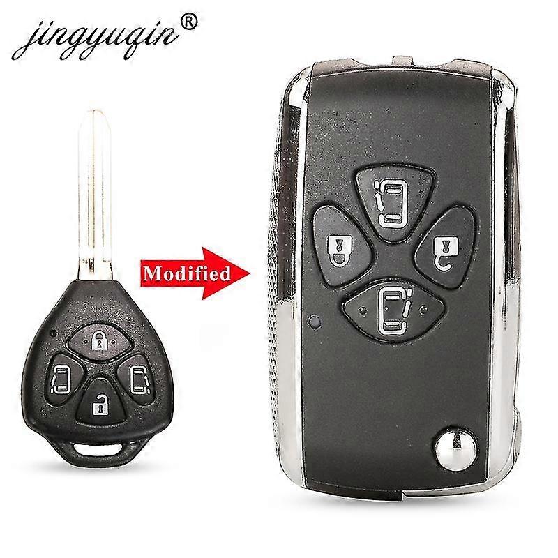 Modified 3/4 Btn Flip Key Shell For Toyota Alphard Corolla Rav4 Yaris Prado Camry Crown Avalon Remote Key Case Upgrade SZRG A-D