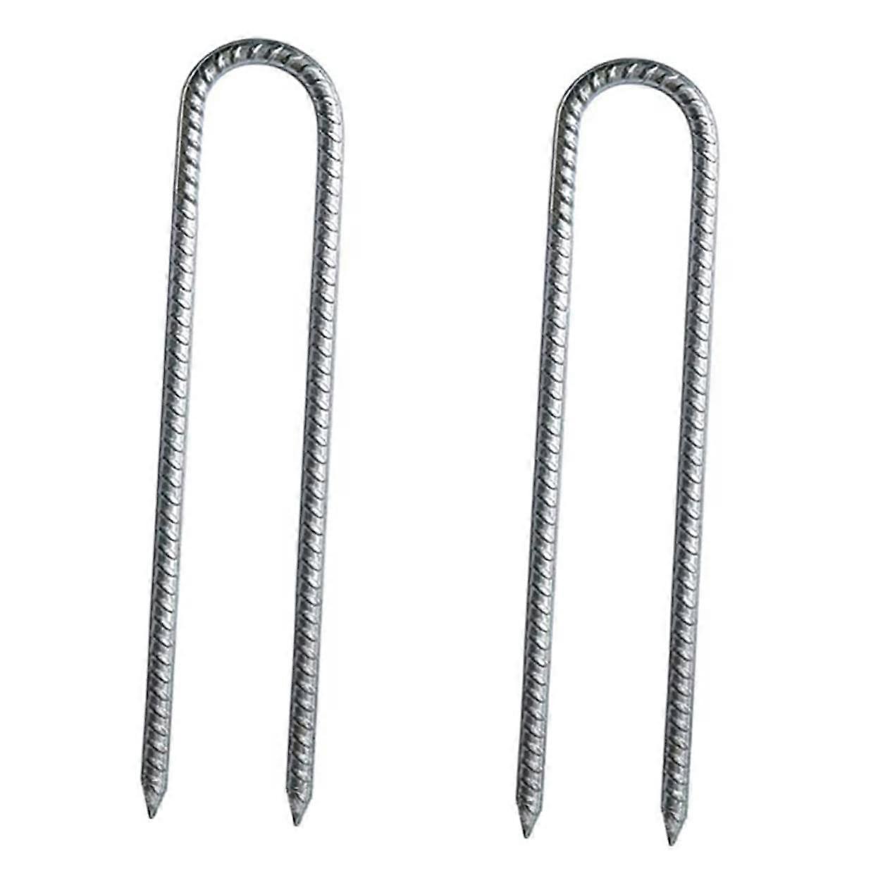 U-Shaped Tent Stakes Set Of 2, Durable Garden Pegs For Camping, Trampolines And Various Tent Types