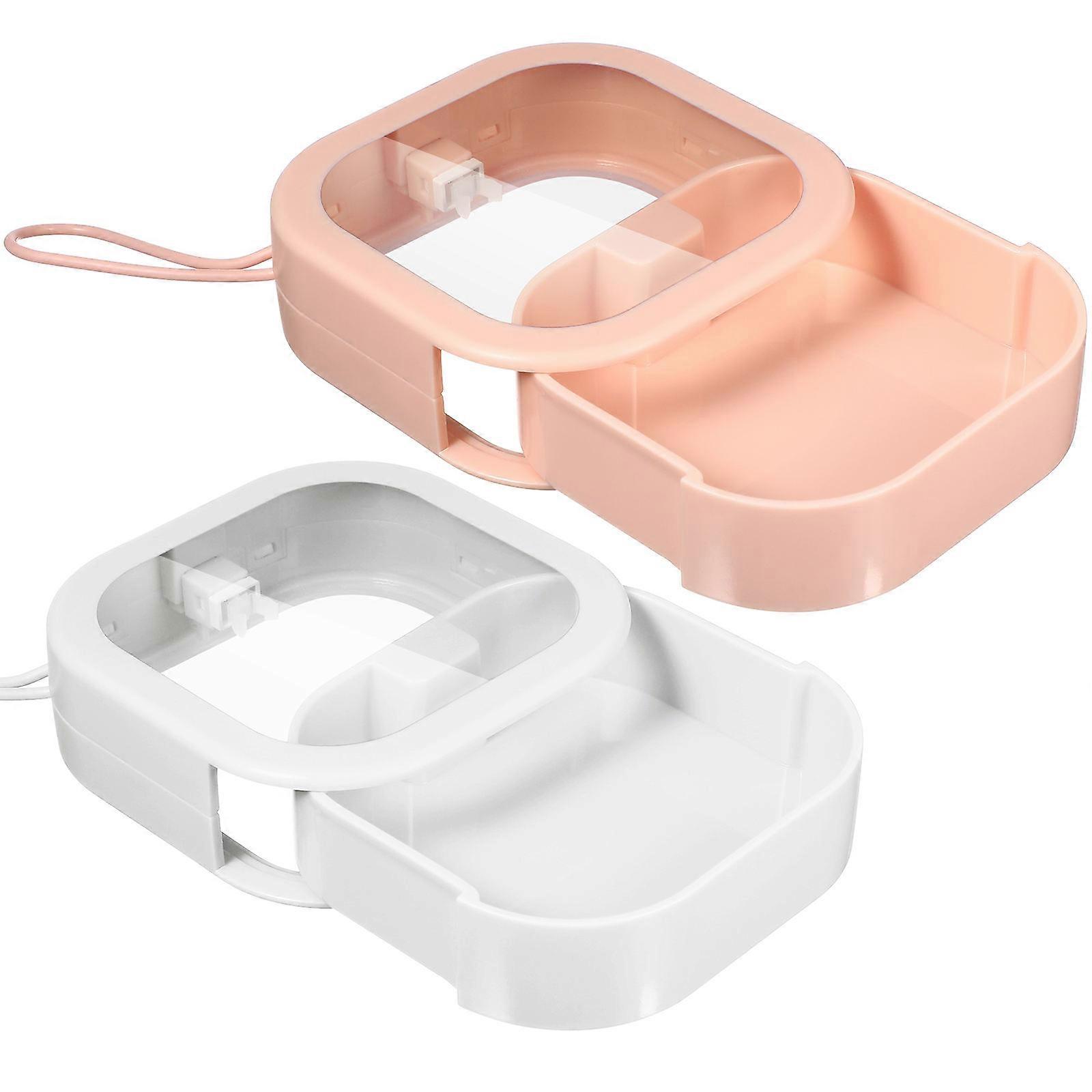 2 Pcs Small Storage Boxes for False Teeth Containers and Jewelry Organizers ABS TPE Assorted Color