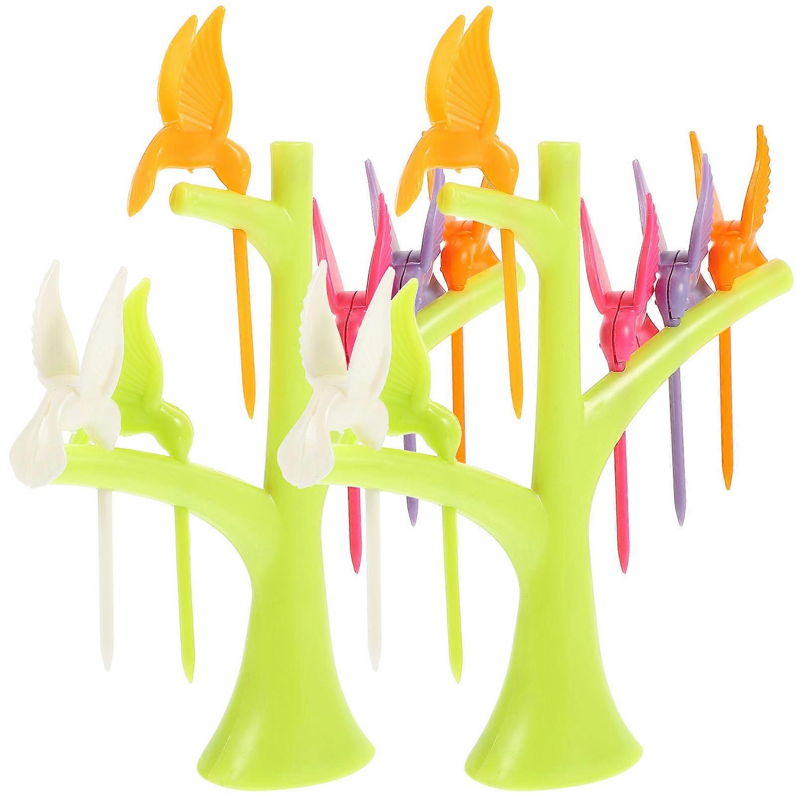 Bird Food Picks Fruit Forks Mini Children Encourage Eating Vegetables and Fruits Various Colors 2 Sets