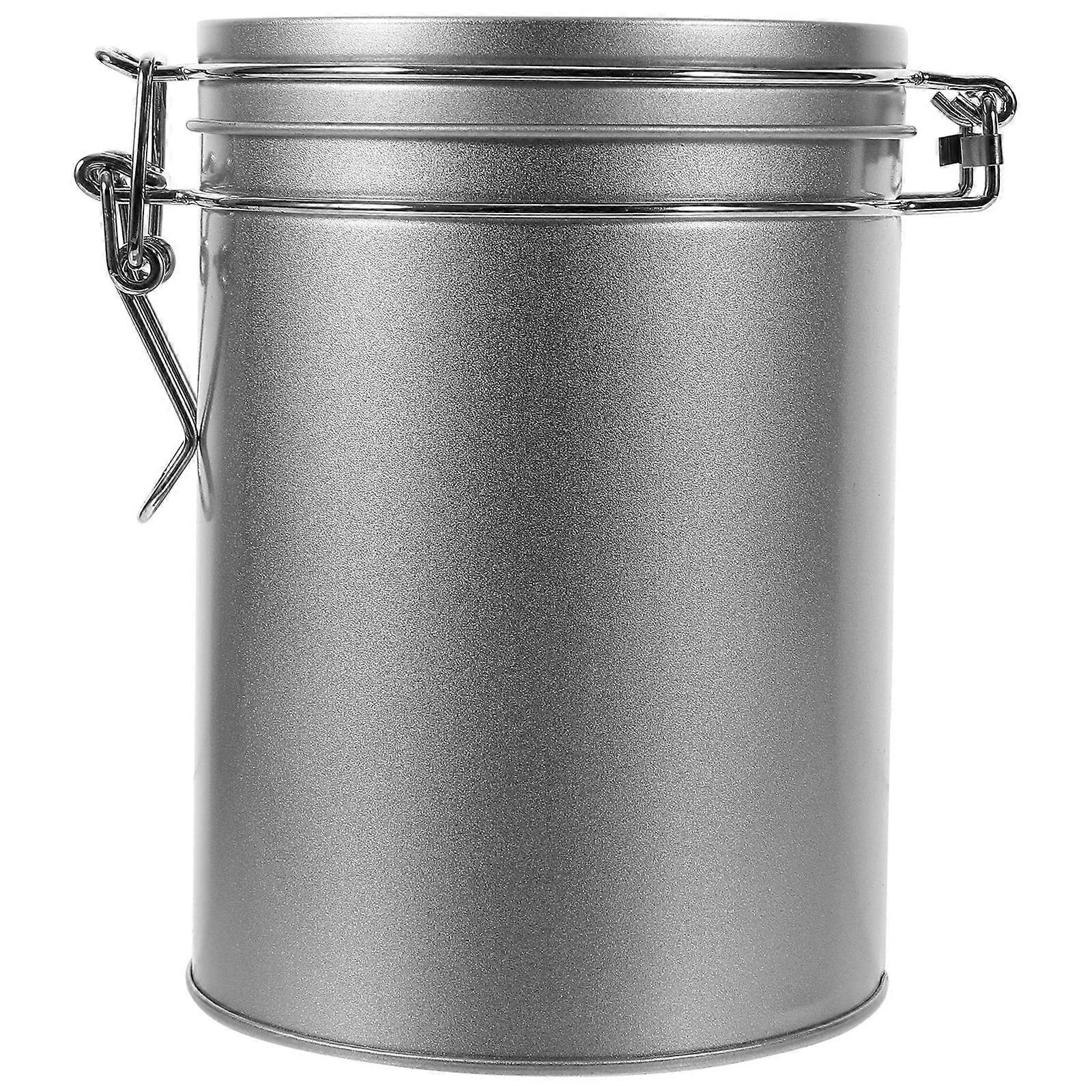 Silver Airtight Tinplate Container for Home Use Large Capacity Metal Candy Jar with Lid 1.5L