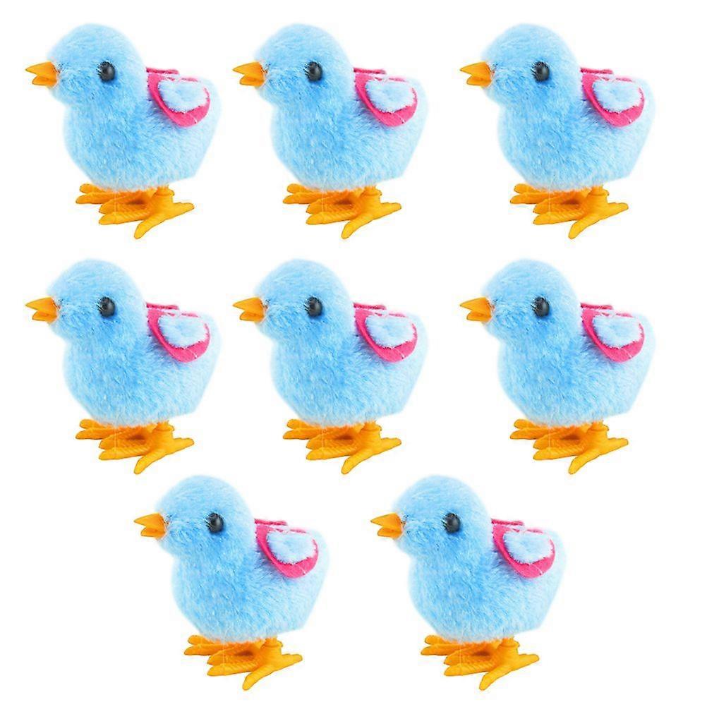 8Pcs Cat Toys Clockwork Spring Plaything Plush Chick Teasing Toys (Random Color)