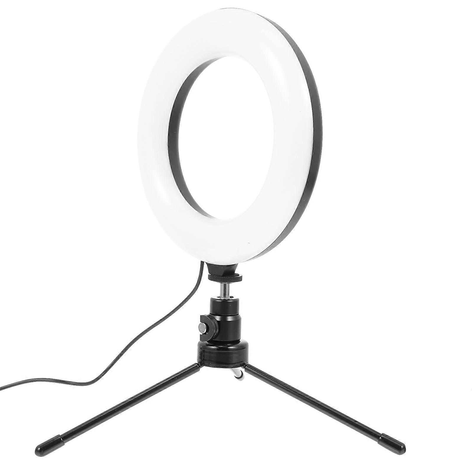 Black ABS Ring Light with Clip for Live Broadcast Adjustable Angle and Wide Fit