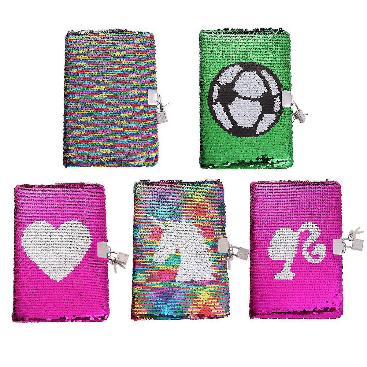Colorful Sequin Secret Diary with Lock for Kids and Adults, PET Material Travel Notebook, Multi Design