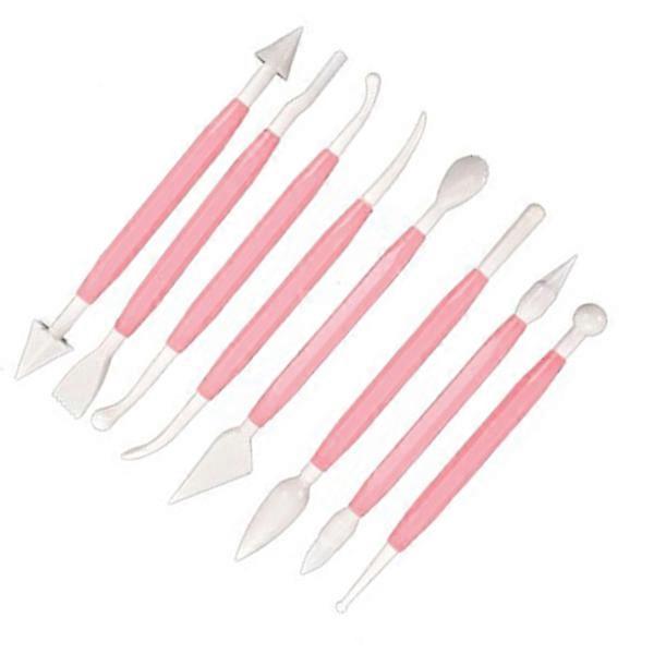 8-In- Tools Decorating Kit For Sugarcraft Suitable For Baking And Cake Decoration With 16 Shapes In Pink For Creative Sculpting