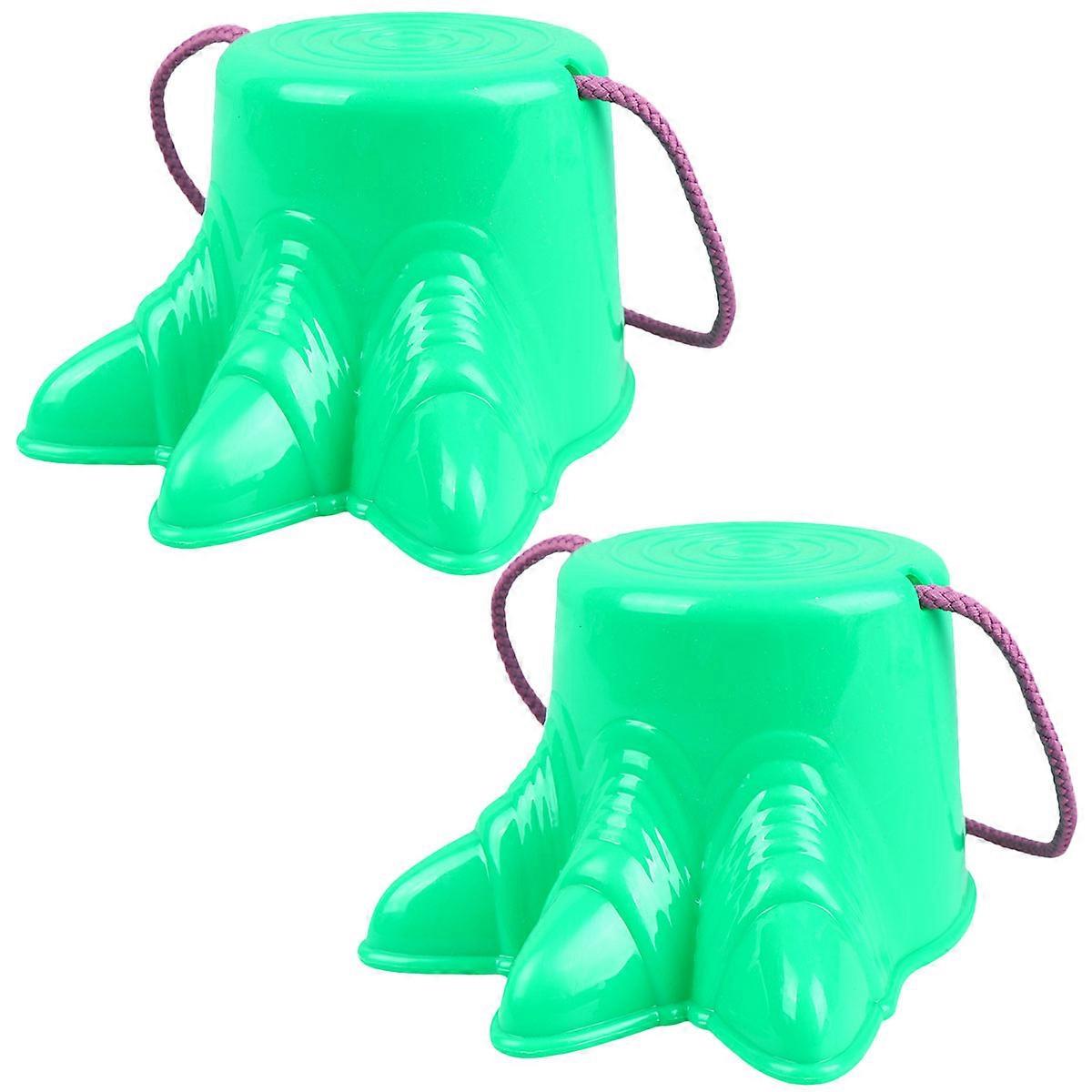 2pcs Green Plastic Stilts Toy for Kids Outdoor Balance Training Fun and Exercise Shoes