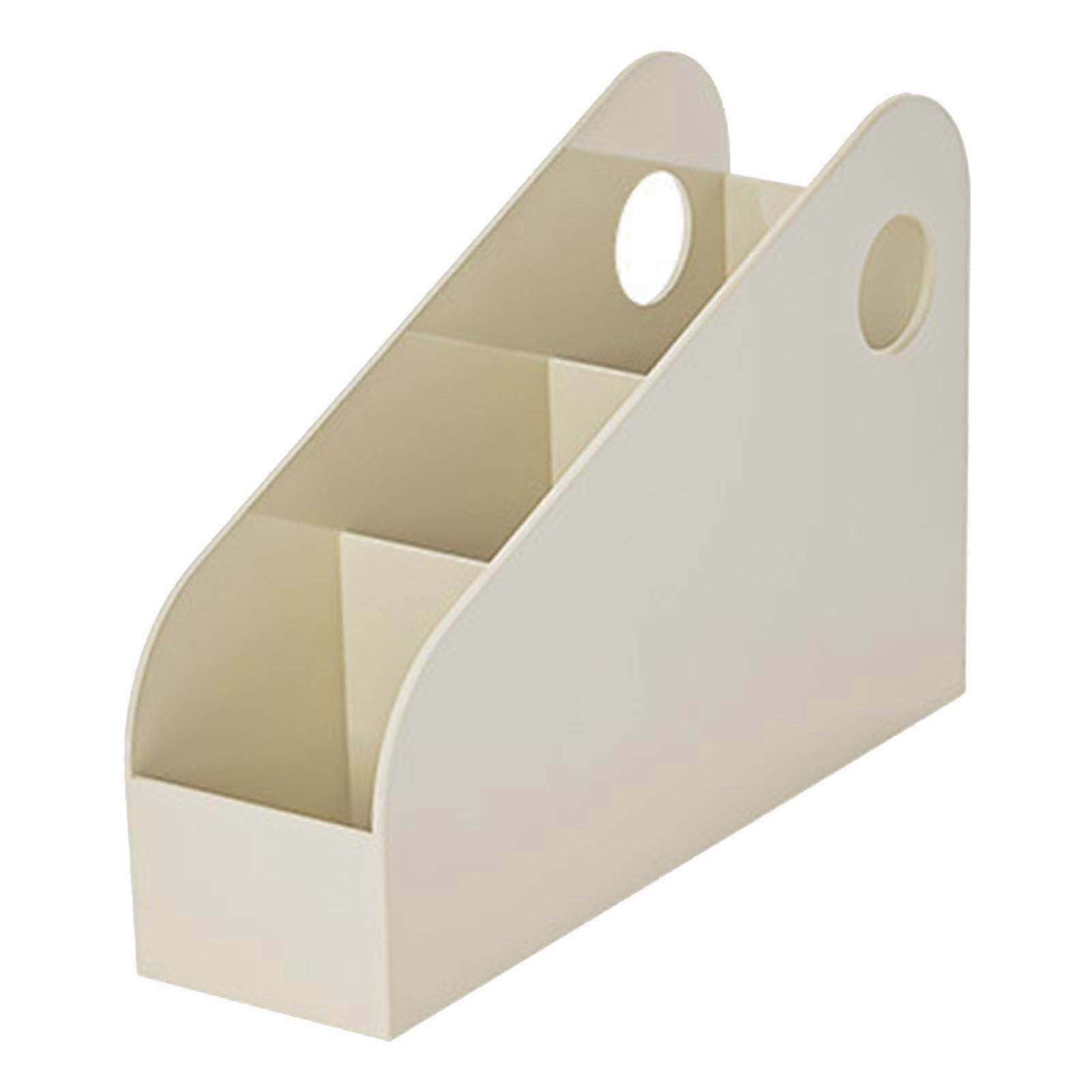 Multifunctional Desk Organizer with Vertical Book Holder, SpaceSaving for Office Desktop (Creamy Yellow)