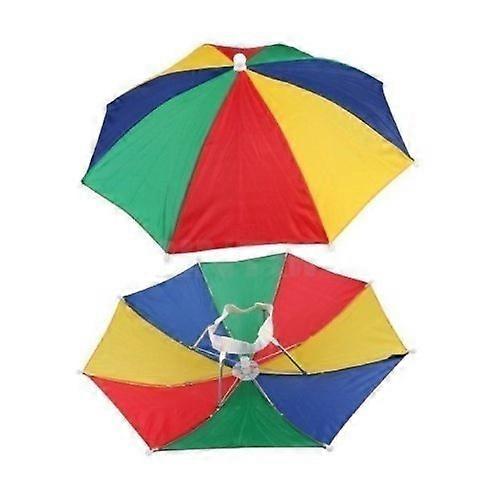 12 Pack Rainbow Umbrella Cap With Head Strap For Beach