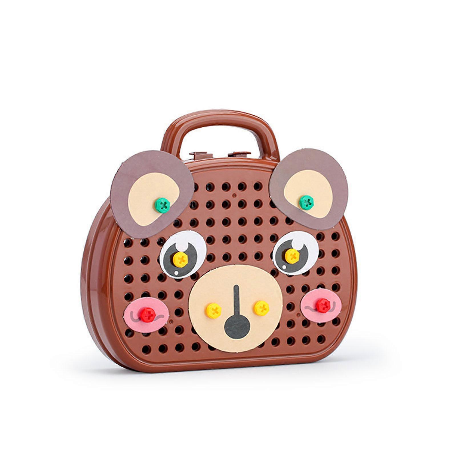 Drill Construction Engineering Building Block Games Educational Repair Tools DIY Screwdriver Blocks Toys Bear Shape