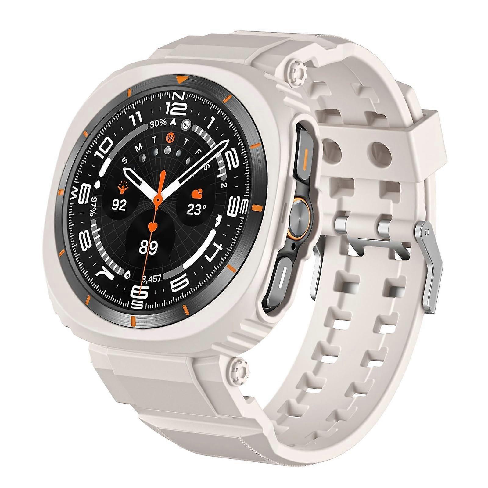 TPU Case for Samsung Galaxy Watch 7 Ultra 47mm, Silicone Band, Starlight Color, Compatible Accessories for Galaxy Watch 7 Ultra