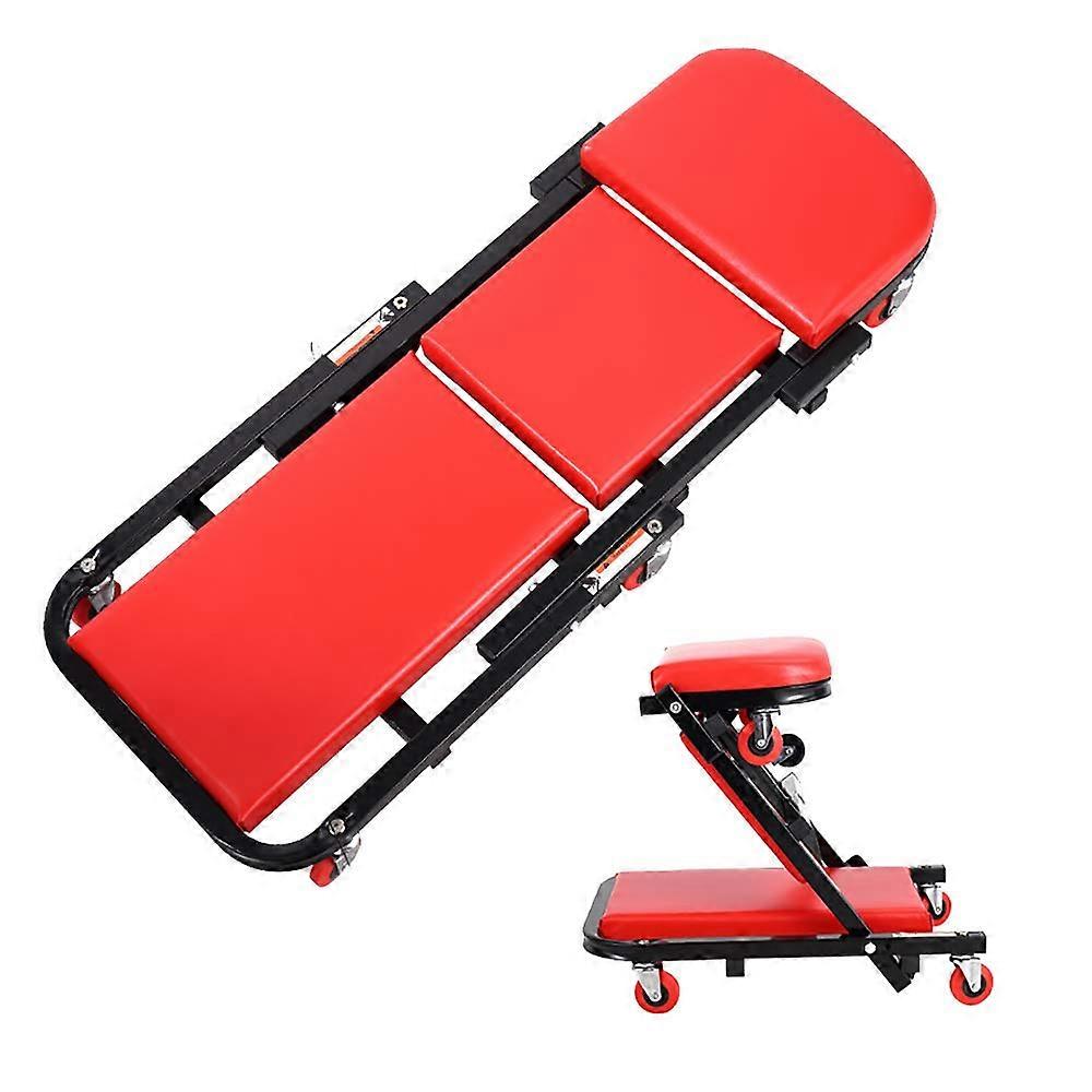 Auto Creeper Board 2-In-1 Mechanics Creeper Seat, 40-Inch Padded Rolling Trolley for Garage and Shop