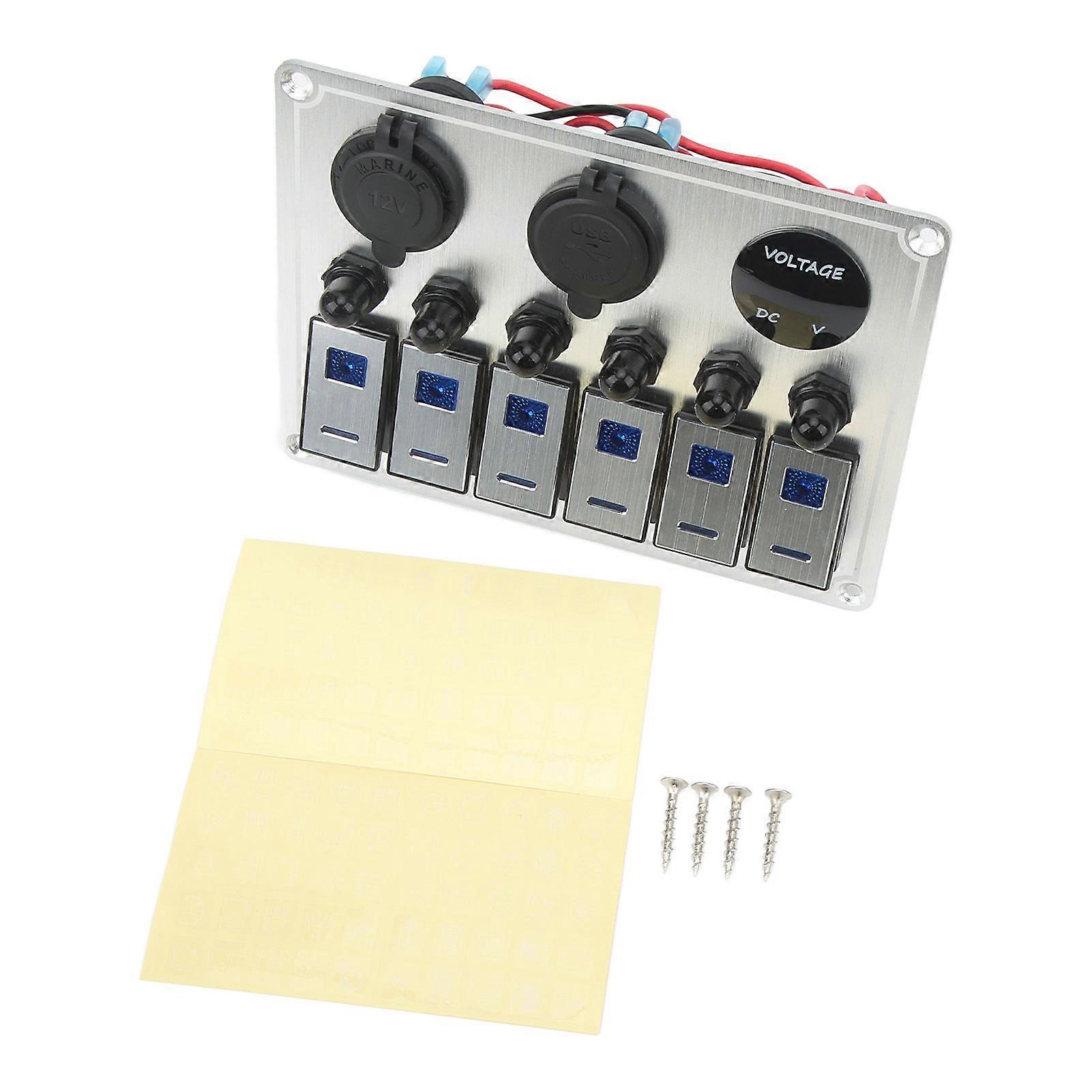 6 gang on off toggle switch panel waterproof for utv