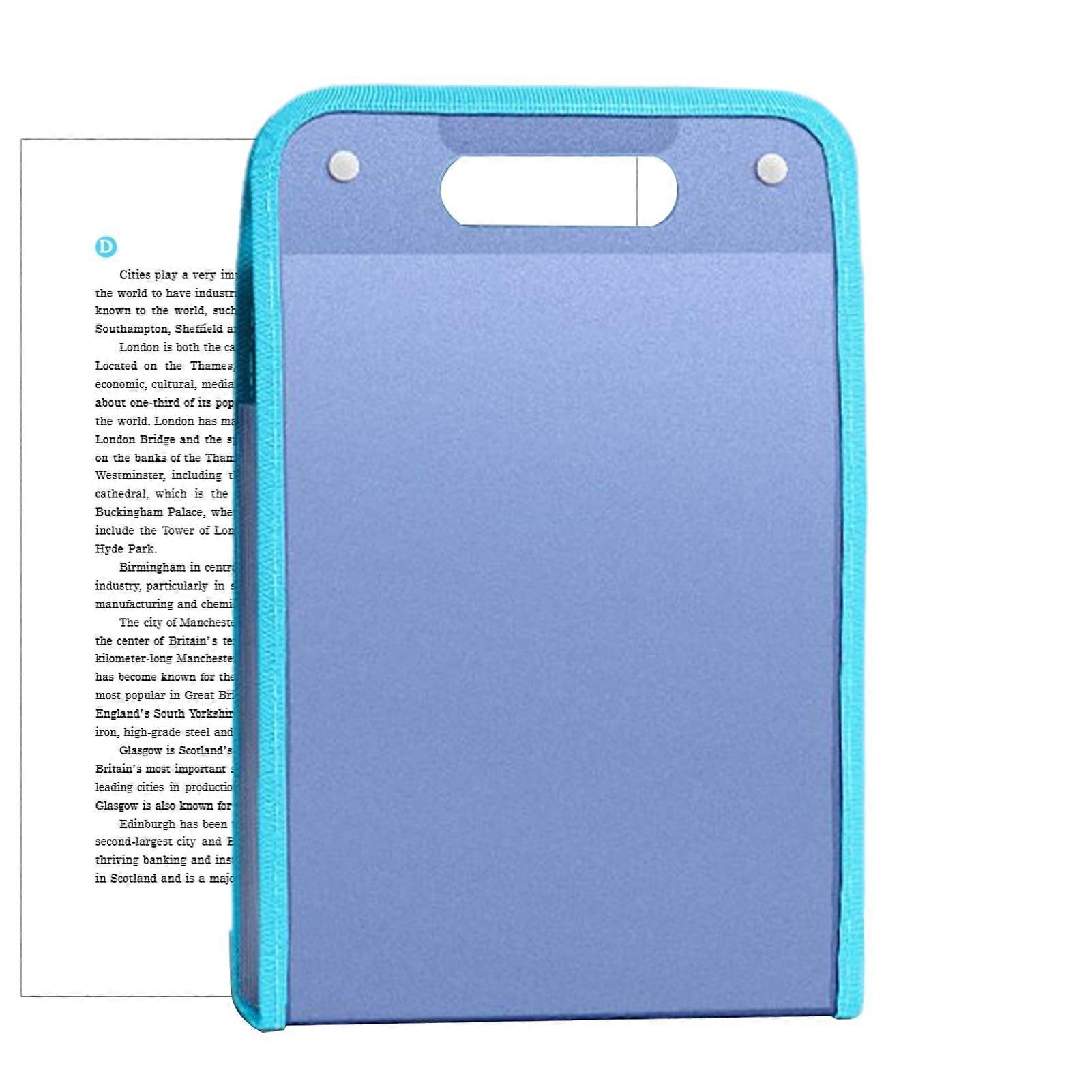 Portable Document Organizer with Multiple Compartments for Receipts, Invoices, Blue