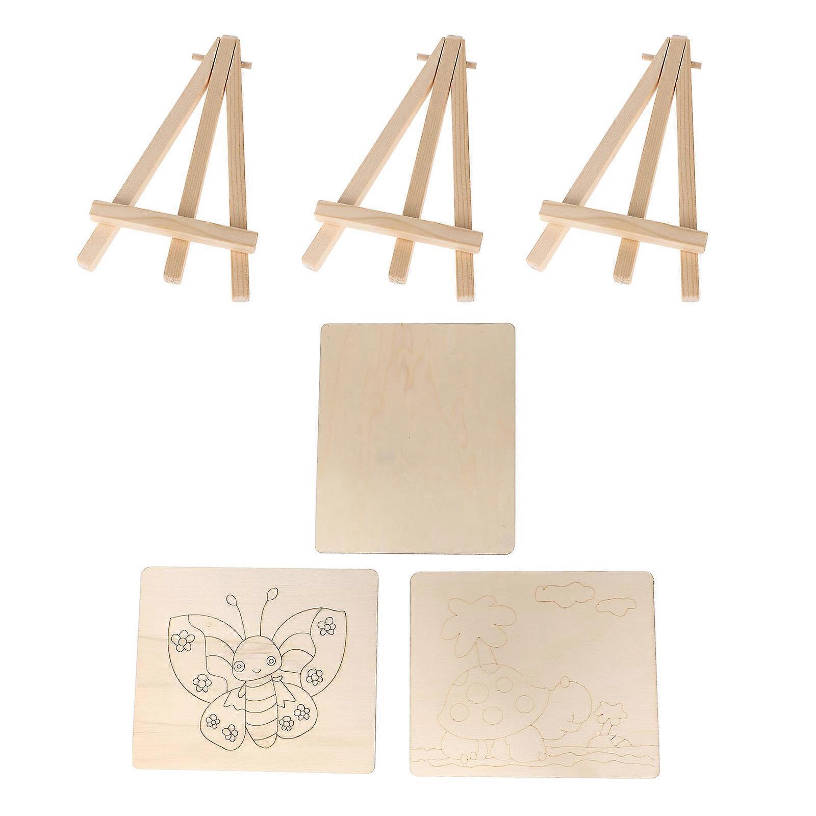 Kids Easel with Blank Painting Board for Creative Drawing at Home or School Beige Synthetic Material