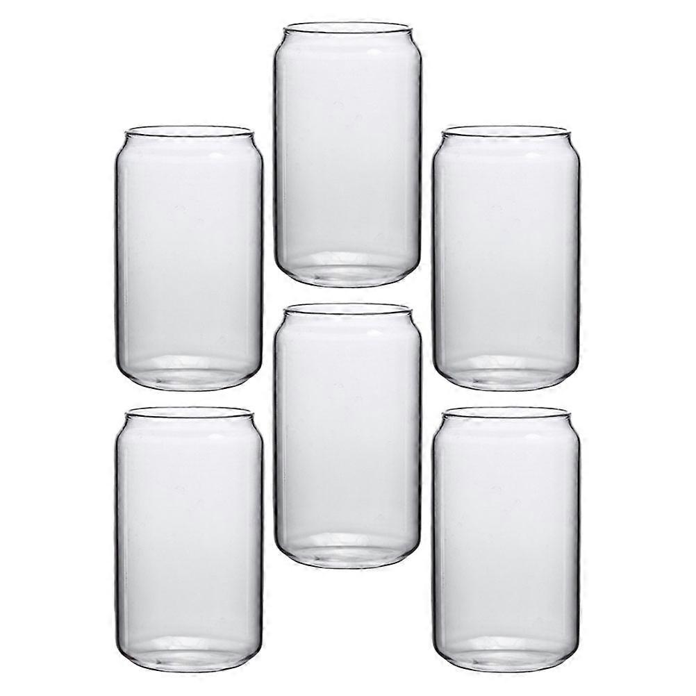 Glass Drinking Cup 6Pcs Clear Rings-Pull Can Glass Household Items Ideal For Friends Family Events Home Use