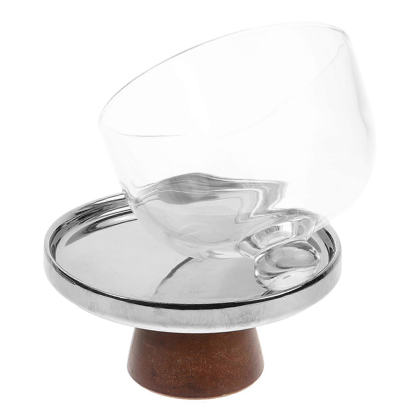 Silver Edged Cake Stand with Glass Dome – Versatile Serving Platter for Desserts, Fruits, Wood & Porcelain Design – Ideal for Coffee Tables &