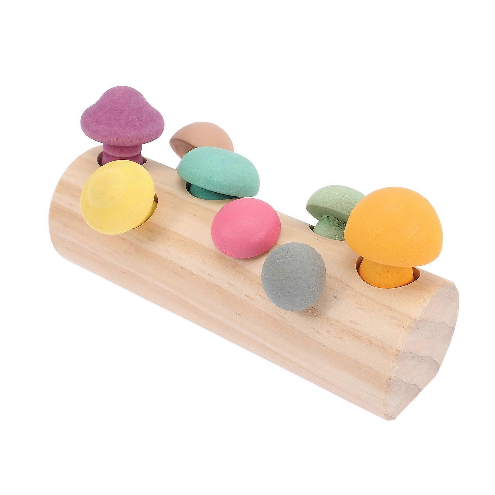 1 Set Wooden Mushroom Picking Toys Simulation Game for Toddler