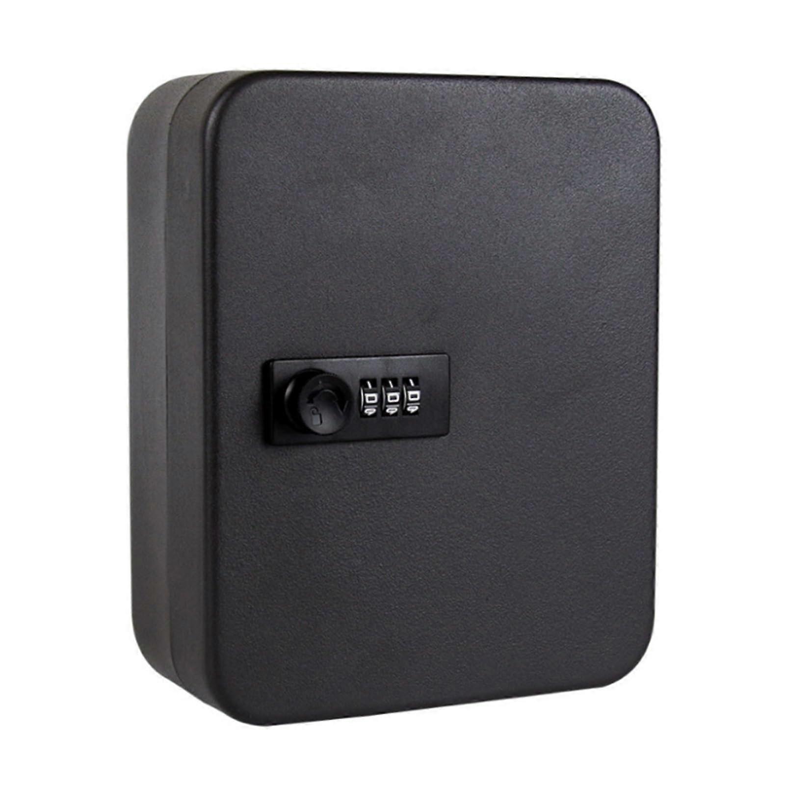 Key Cabinet with Combination Lock, Versatile for Hotels and Landlords, Holds 28 Keys, Black, 25x20x7.5cm (10x8x3in)