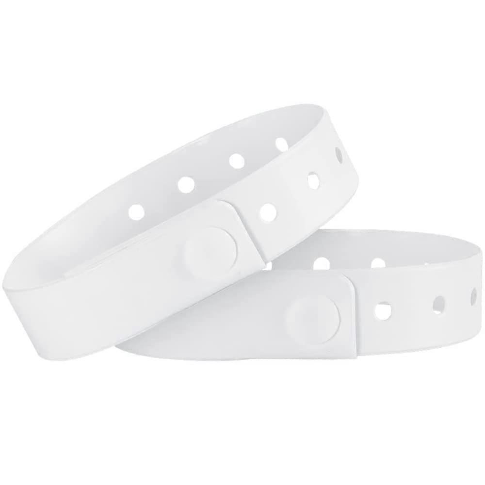 100 Pieces L-Shaped Vinyl Wristbands for Events, Waterproof Tri-Layer Design, White Color, Durable and Comfortable