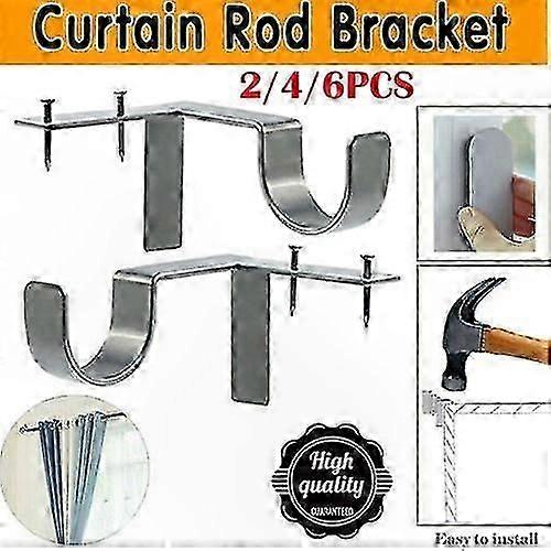 Single Hook Curtain Rod Holders for Window Frame Mounting, 2/4/6 Pieces