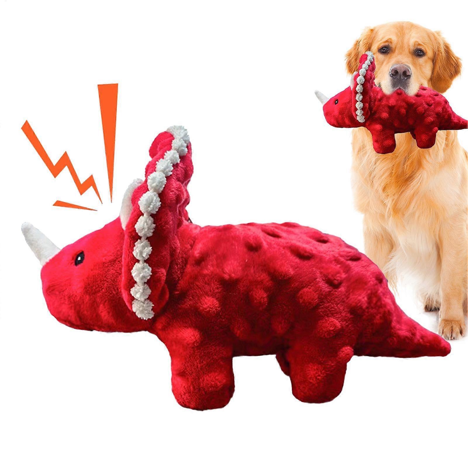 Squeaky Plush Dog Toy, Dinosaur Shaped Soft Plush Chew Toy, Colorful Canine Plush Toy