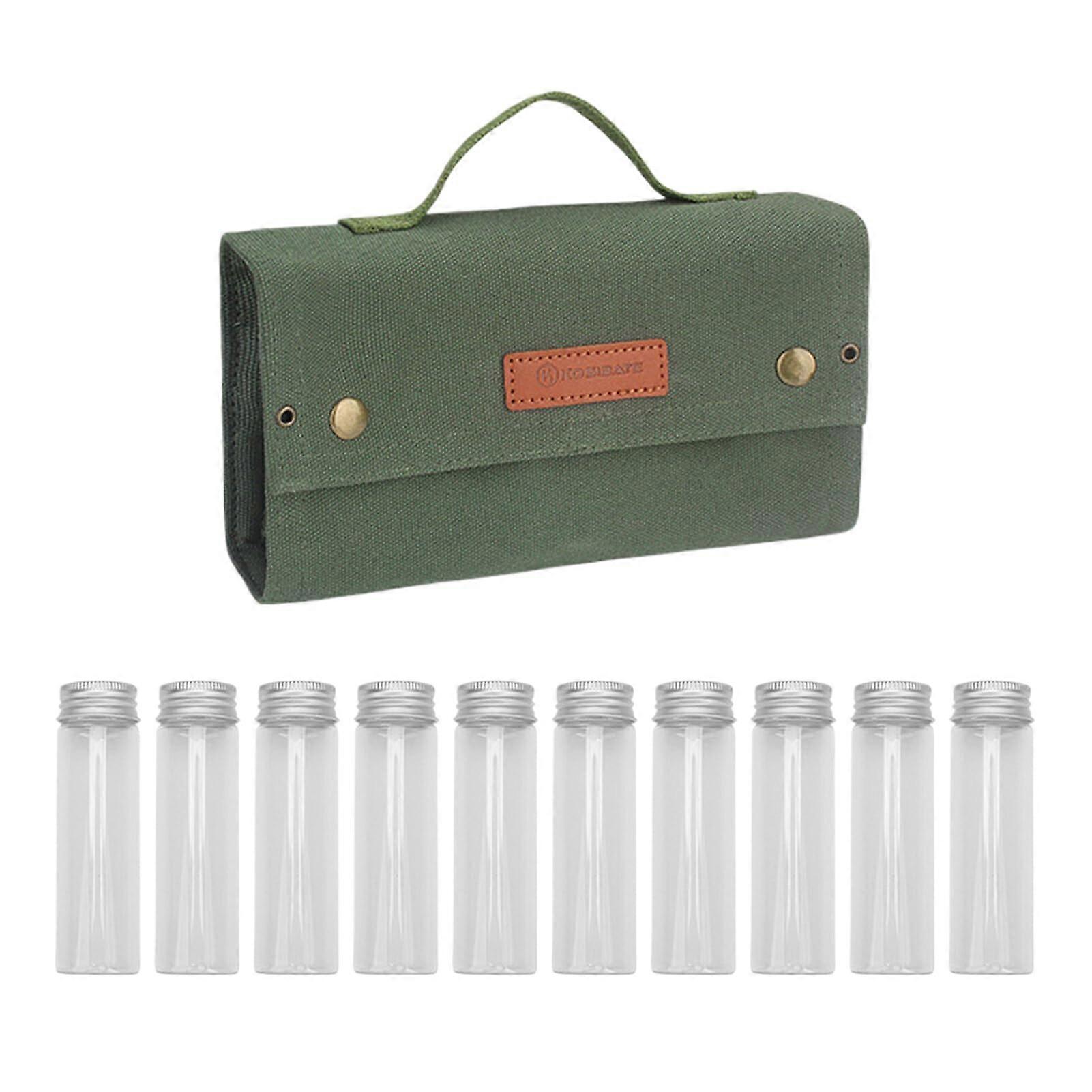 Camping Grill Spice Bag Set For Outdoor Barbecue Cooking Canvas Barbecue Portable Portable Spice Tools Kit Set Seasoning, ArmyGreen