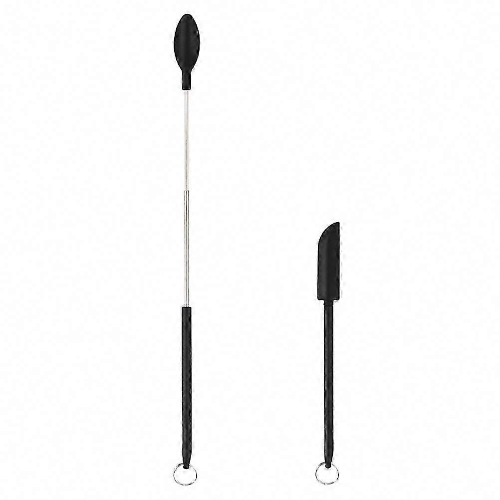 2Pcs Mini Silicone Spatula Set - Reusable Retractable Small Thin Jar Scraper for Makeup & Kitchen