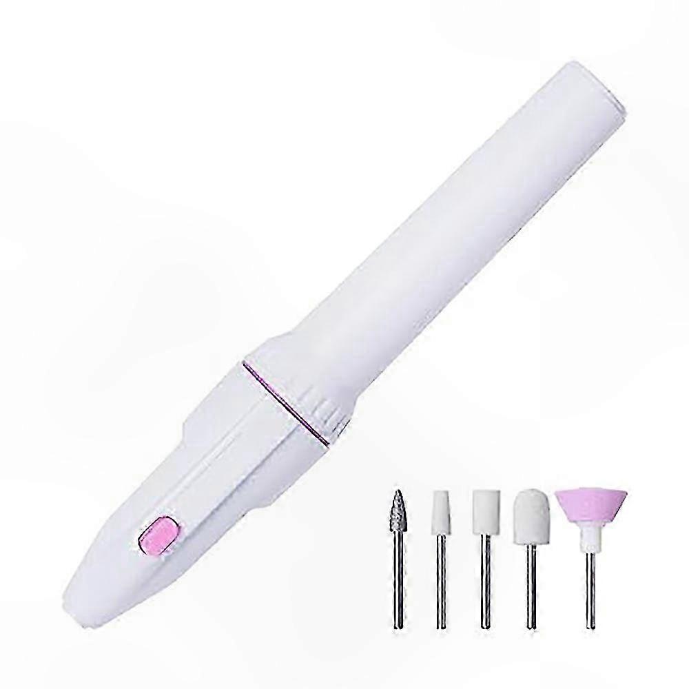 5-in-1 Portable Manicure Pedicure Tool Kit, Battery-Powered Nail Drill with Replaceable Heads for Home Use