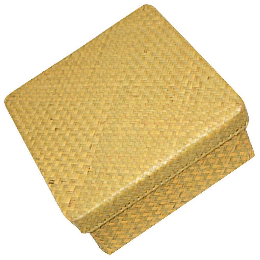 Hand-Woven Storage Basket Multipurpose Container for Office Beige Iron and Grass for Dustproof Use 1Pcs