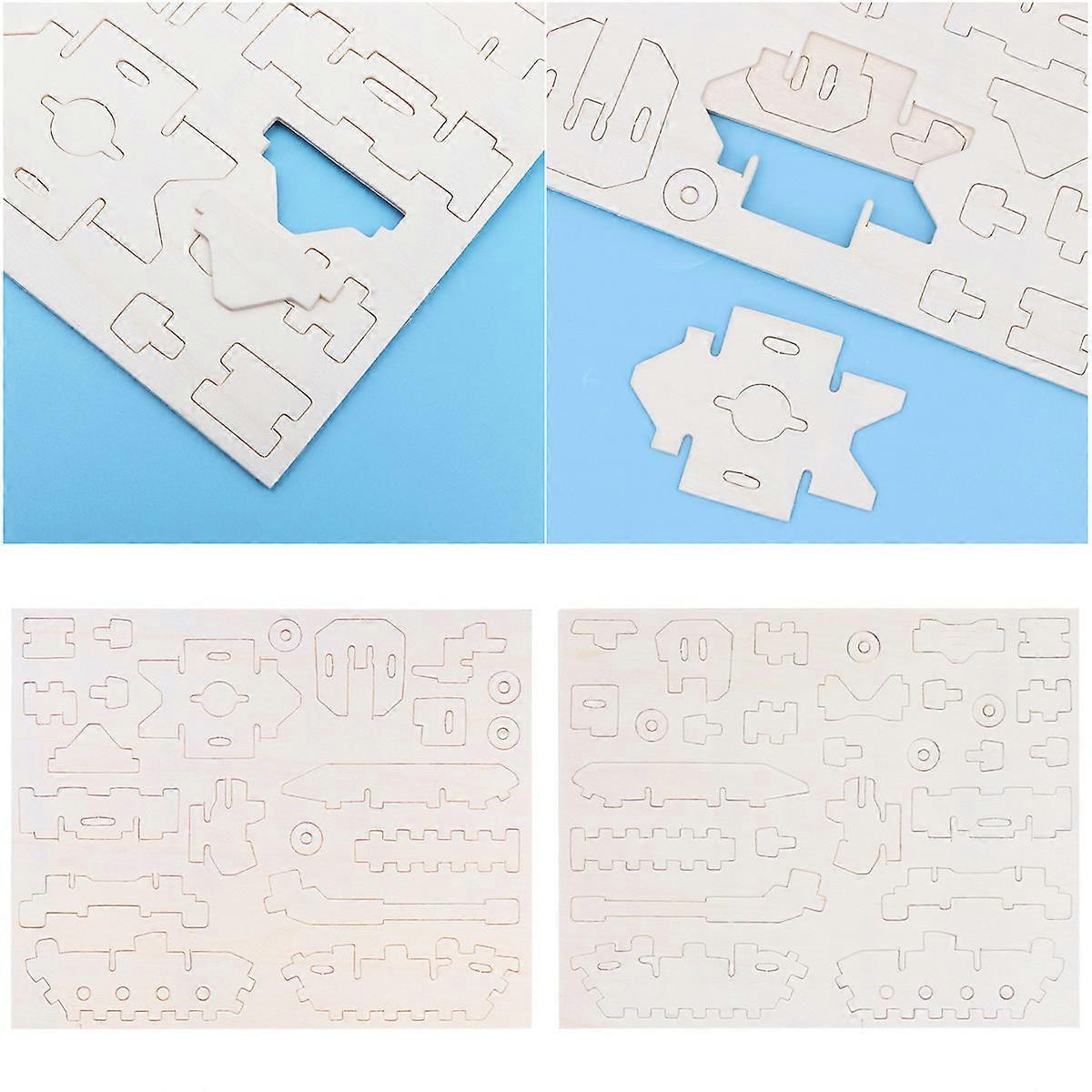 Jigsaw Puzzle Tank Shape Educational Toy Leisure Time Manual Assembly Bamboo Wood Material 1Pcs