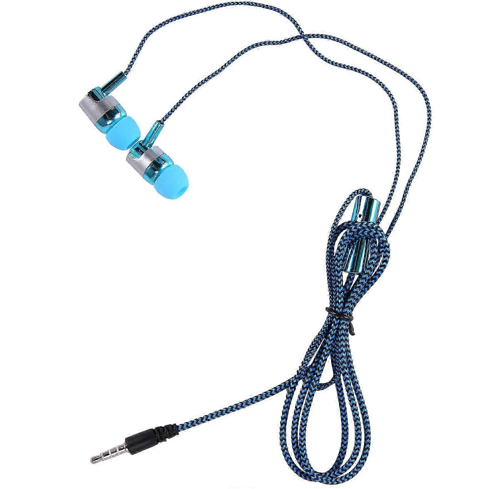 H-169 3.5mm MP3 MP4 Wiring Subwoofer Braided Cord, Headphones with Wheat Wire Control(blue)