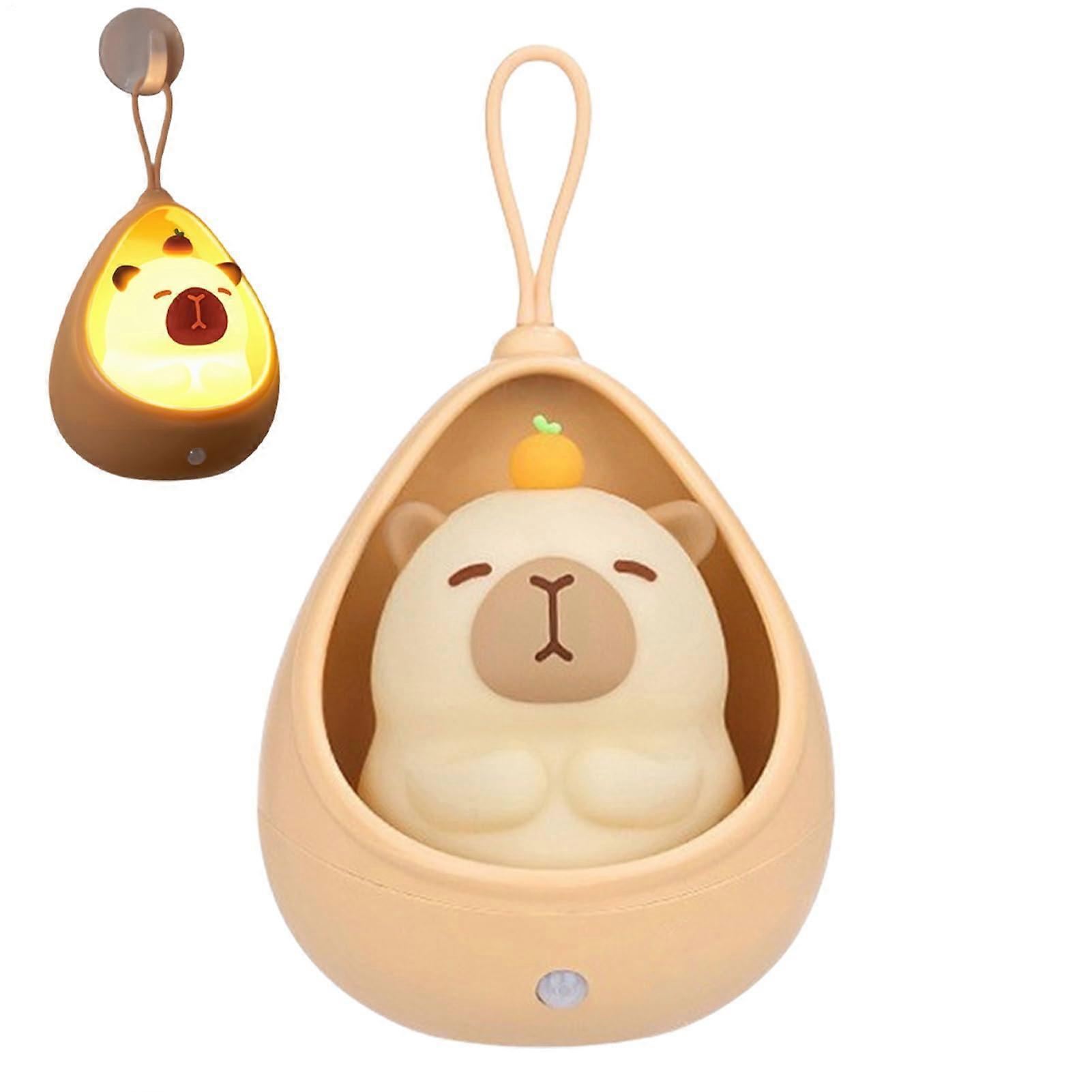 Capybara Lamp Silicone Night Light Rechargeable AutoSensing Squishy Toy For Bedside Nursery Kids Desk