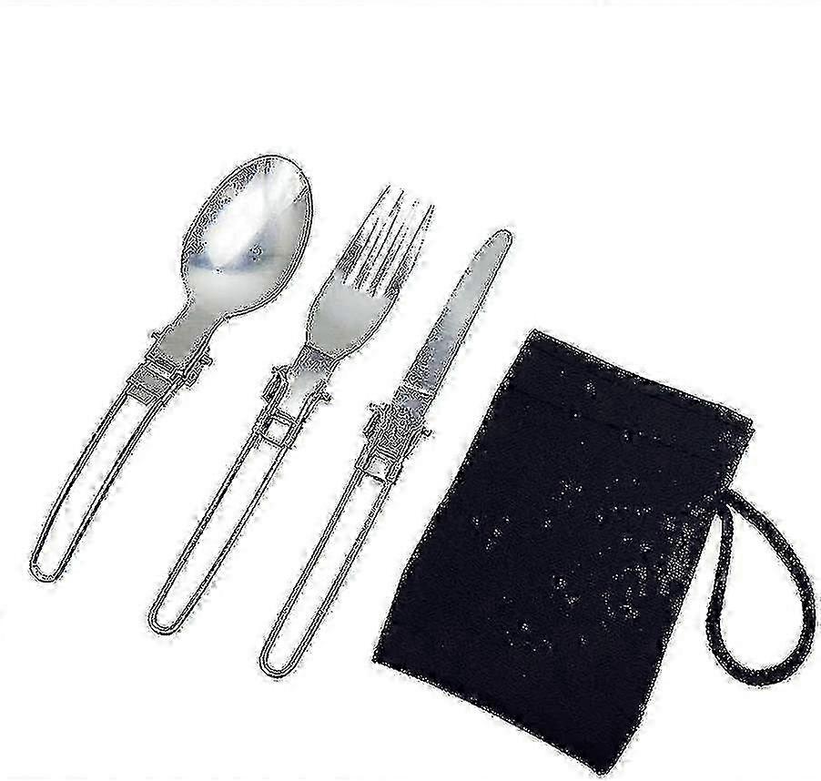 3 Piece Foldable Stainless Steel Portable Knife And Fork Spoon,fold...