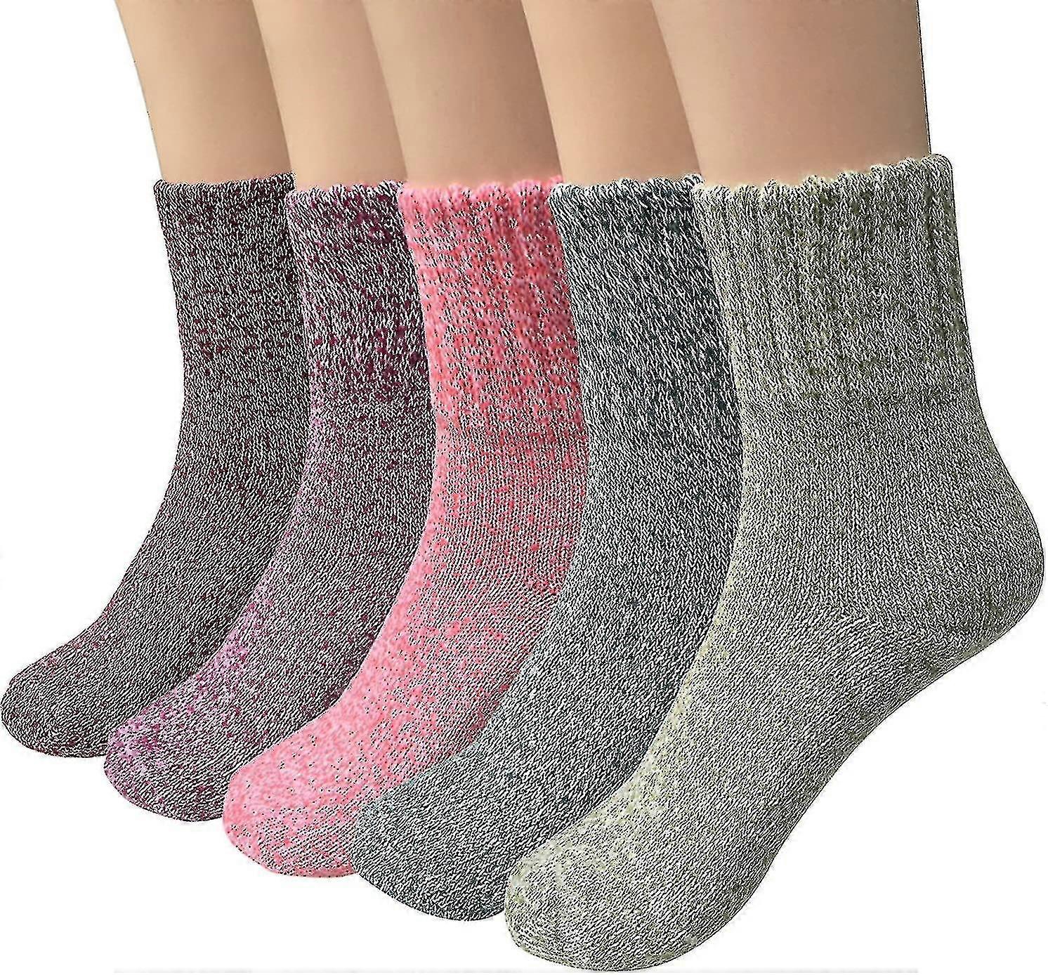 Ladies' wool mid-calf socks, 5-pair pack, soft, breathable and durable