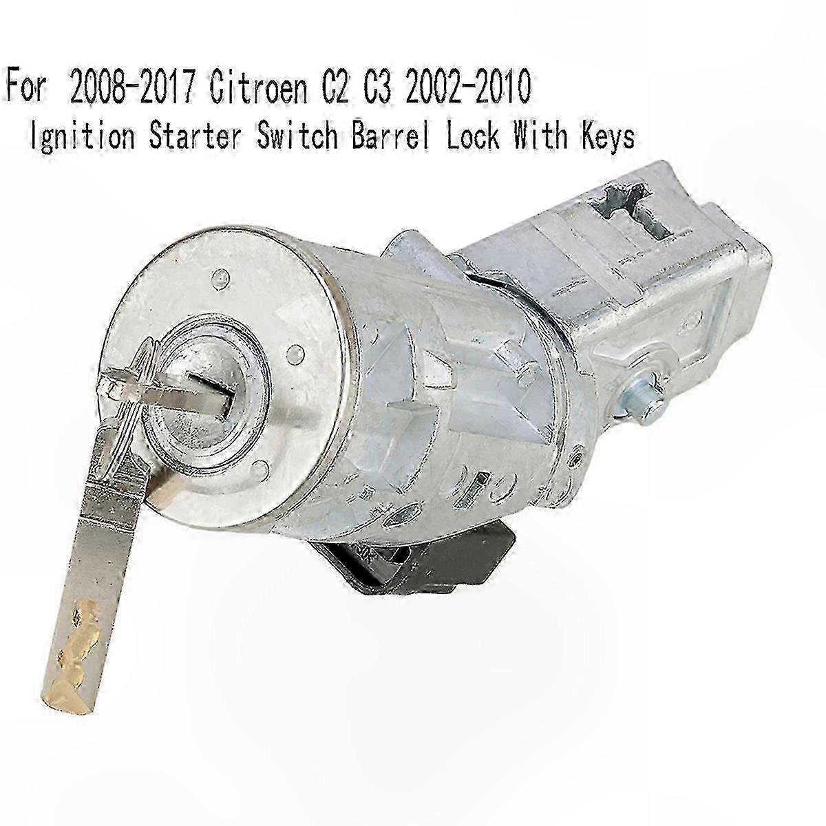 Car Ignition Starter Switch Lock Assembly with Keys for Citroen C2 C3 2002-2017 Peugeot Partner MK2 2008-2017 Replacement Part