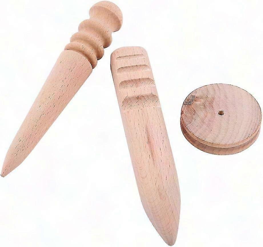 Leather Edge Burnisher Tool Set - 3 in 1 Wooden Polisher for DIY Leathercraft & Edge Smoothing (Multi-size)