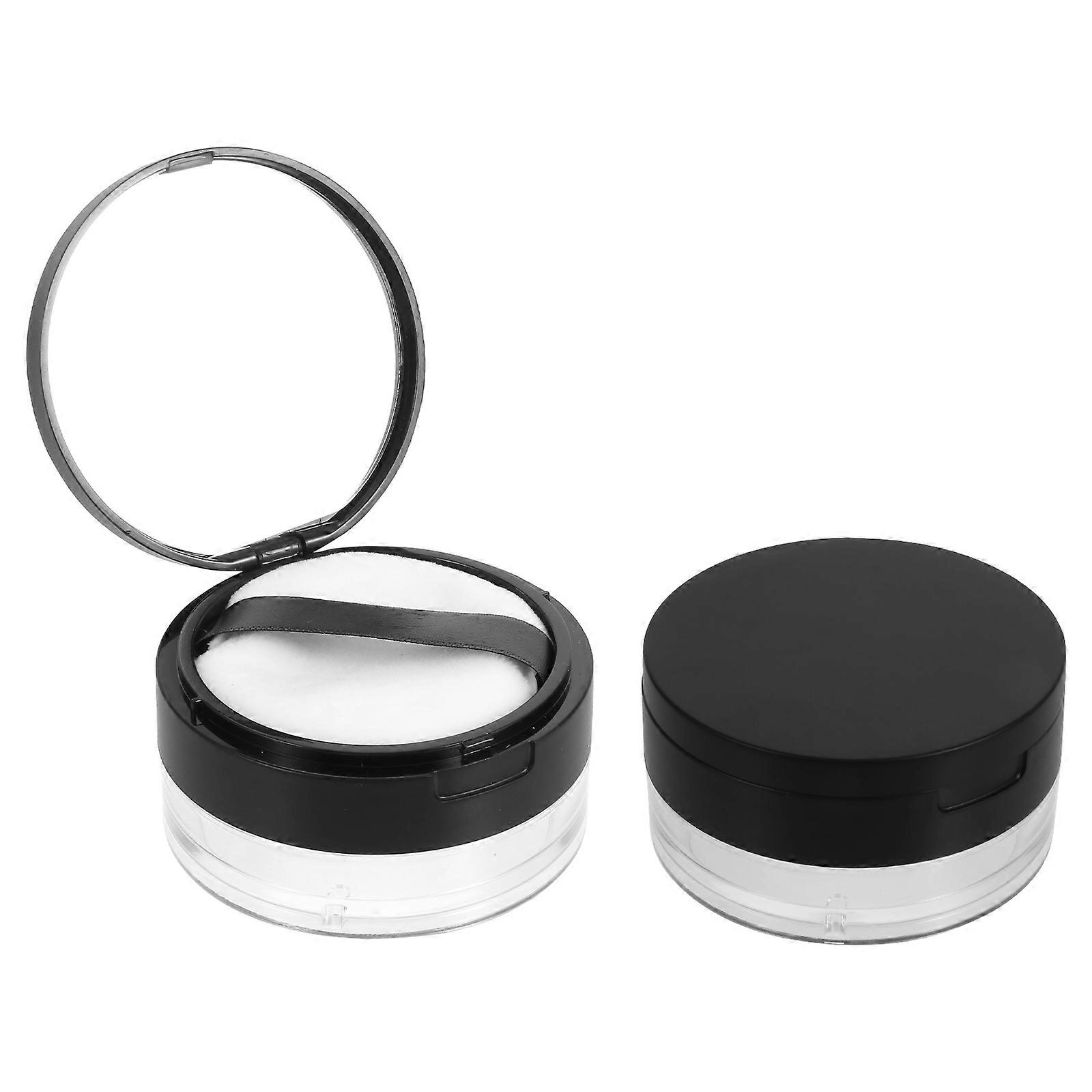 2pcs Portable DIY Makeup Case with Elastic Net Sifter for Travel Black