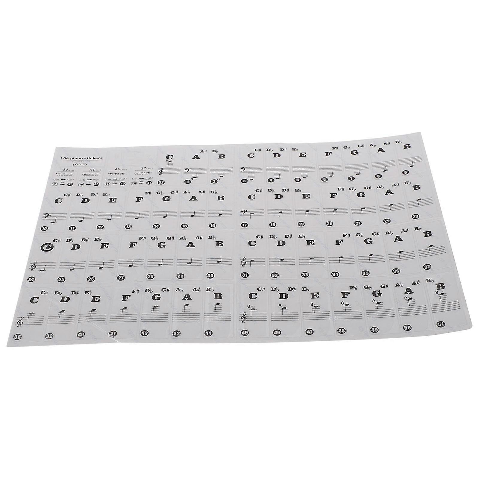 Keyboard Learning Stickers for Instrument Removable Transparent Piano Labels
