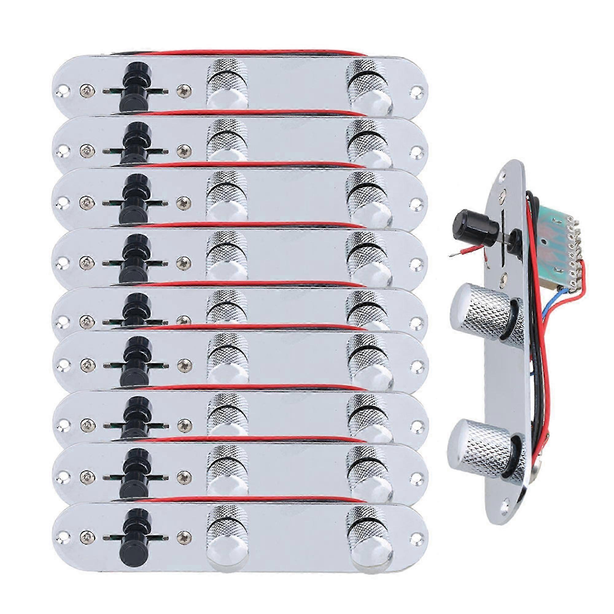 2025 3way Loaded Switch Knob Pots Control Plate For Guitar Chrome Set Of 10