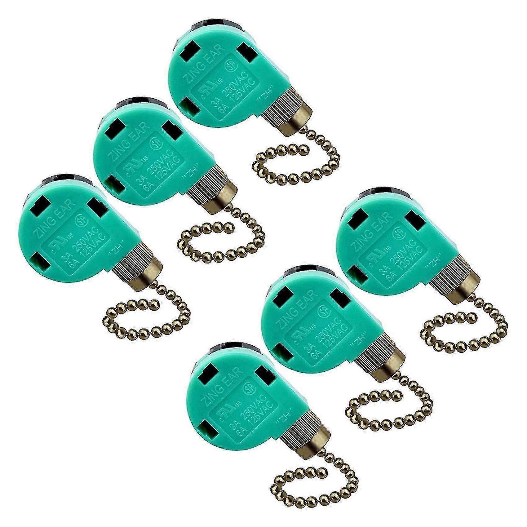 6 Pack Ceiling Fan Switch 3 Speed 4 Wire Ear Ze-268s6 Fan Pull Chain Switch Replacement Speed Contr