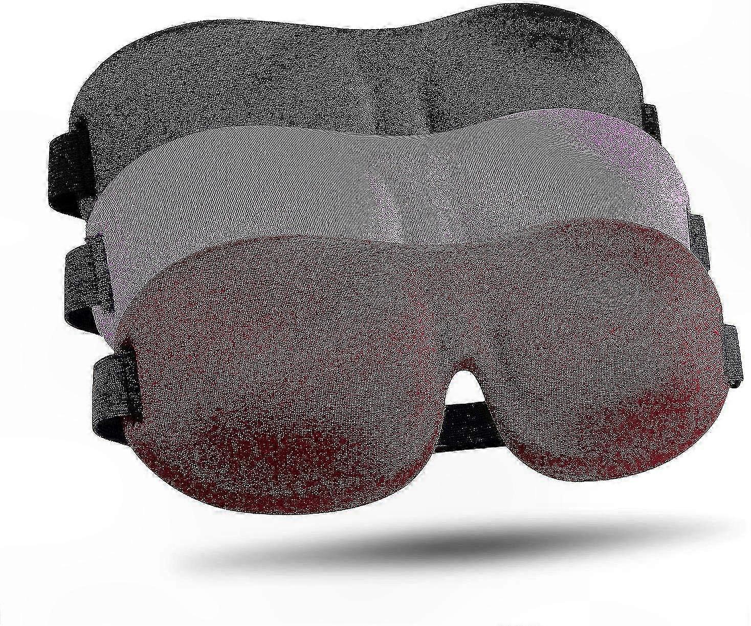 3-Pack Sleep Masks, Enhanced 3D Design for Complete Blackout, Adjustable Strap for Comfort, Soft & Lightweight Eye Mask for Men and Women