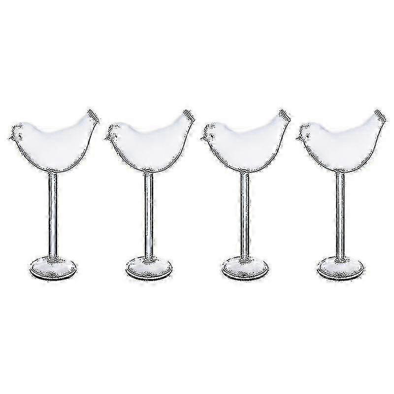 Set of 4 Bird Shape Cocktail Glasses Wine Cups Goblets (transparent)