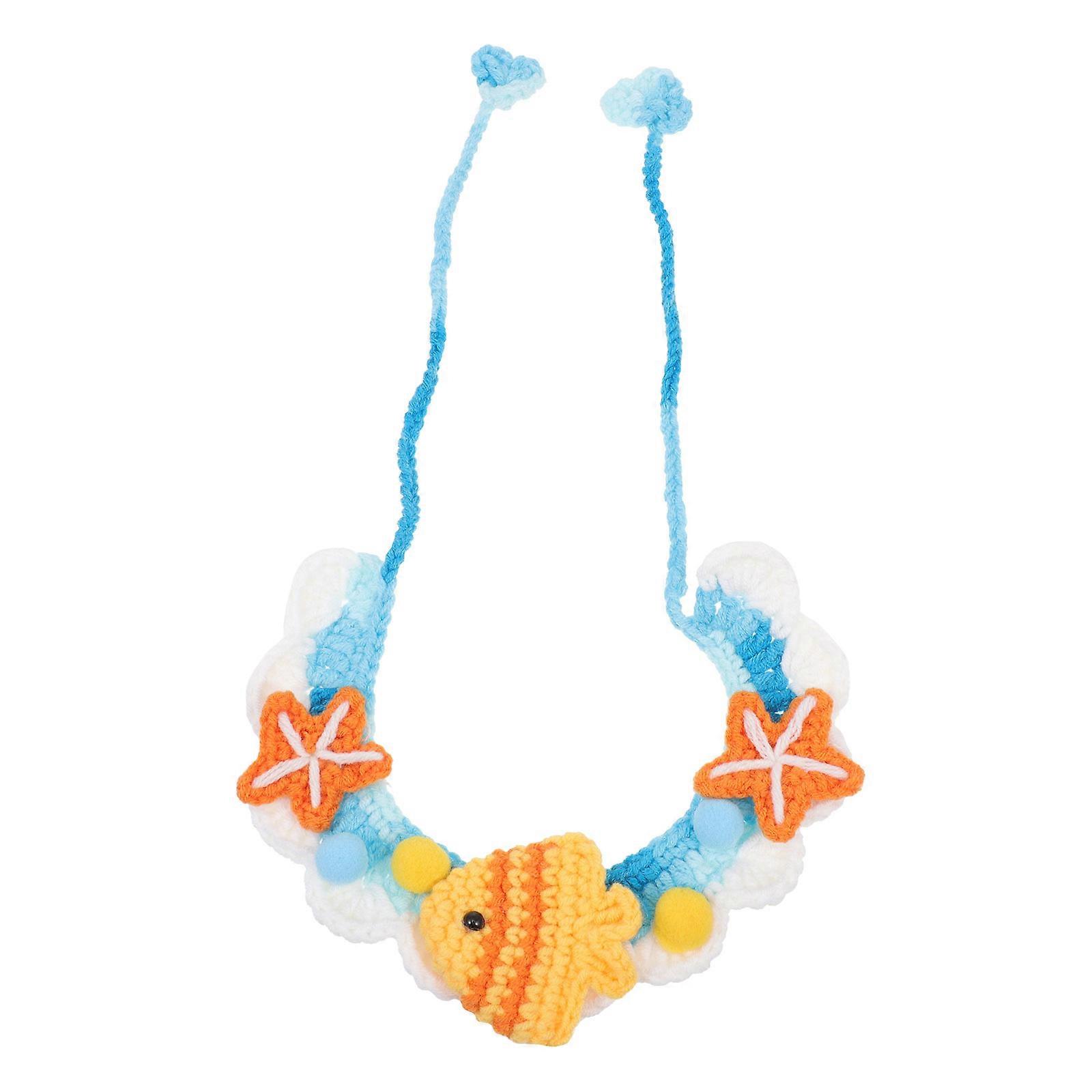 Polyester Cat Knitted Collar for Decoration Use 2Pcs Adjustable Neckwear
